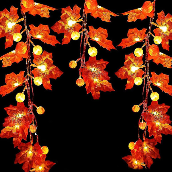 3m 20 LED Höstlöv Lönnlöv Pumpa Julgransbelysning Höst Lönnlöv Dekoration För Bröllop Hem Höst Thanksgiving Utomhus