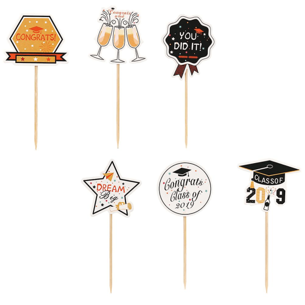 24 stk. Graduation Kagepynt Kreativ Kage Cupcake Picks Kage Dekoration Graduation Fest Tilbehør ( 24pcs