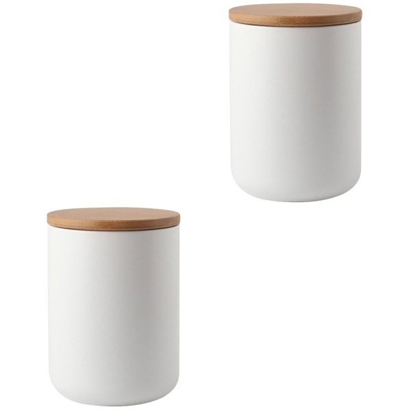 2 st Keramikburkar med Tätande Lock för Förvaring av Mat, Lös Te, Kaffebönor, Socker 2pcs Medium