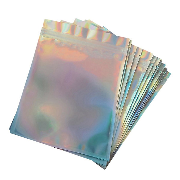 100 stk. Plastik Smykkeemballageposer Stilfulde Lynlåseposer Drøm Farve Smykkepose Blinkende Plastik 10X15cm