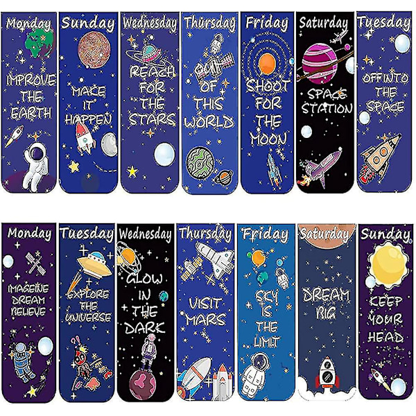 28 kappaletta magneettisia kirjanmerkkejä. Tähtitaivas-teemainen kirjanmerkki. Astronauttimagneetti