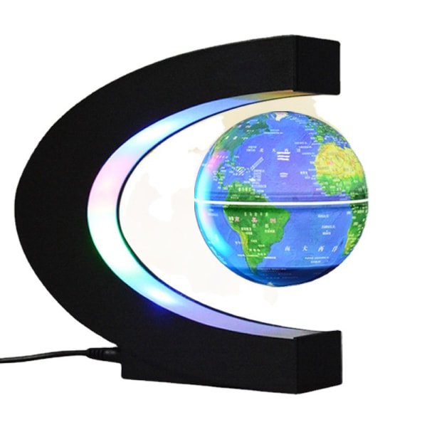 3 i C form magnetisk levitation Globe roterende verdenskort med farverige LED-lys til hjemme-/kontordekorationsgave