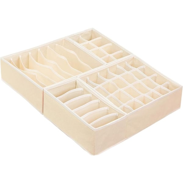 Undertøy Oppbevaringsboks, 4 stk Sokksett Organizer, Slitesterk Ikke-vevd Stoff Undertøy Skillevegg Organizer, Foldbar Undertøy Skuffedeler