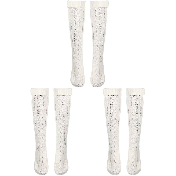 3 Par Långa Stickade Strumpor Vinter Hög Tub Knästrumpor För Kvinnor Dam Flickor 3 Par 55X6CM 3 pairs 55X6CM