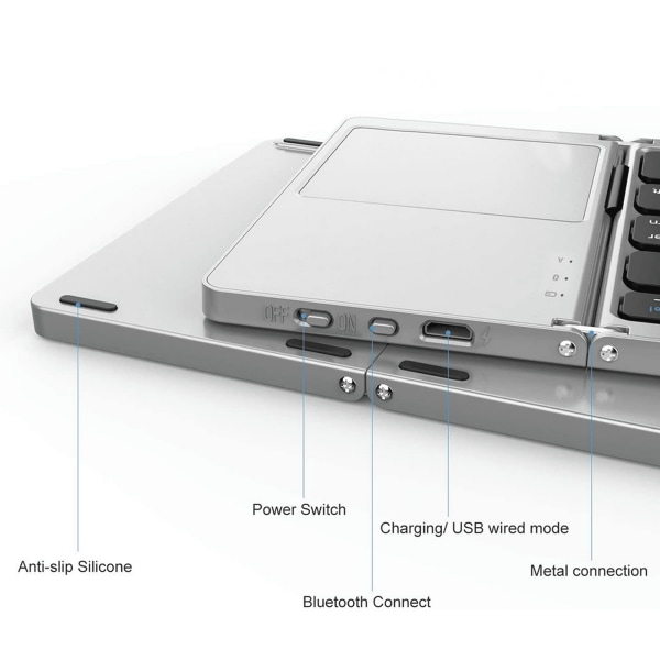 Trippel Bluetooth, Mini Laptop Dator Bluetooth Tangentbord, Mus Touch