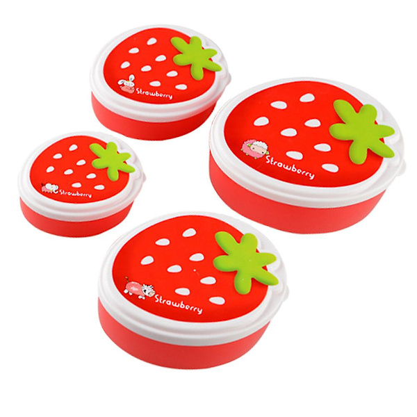 4 stk. Grøntsagsbeholdere Køleskabsmad Bento Box Snack Opbevaringsbeholder Måltids Bento Box Rød 14X11X6.5CM Red 14X11X6.5CM