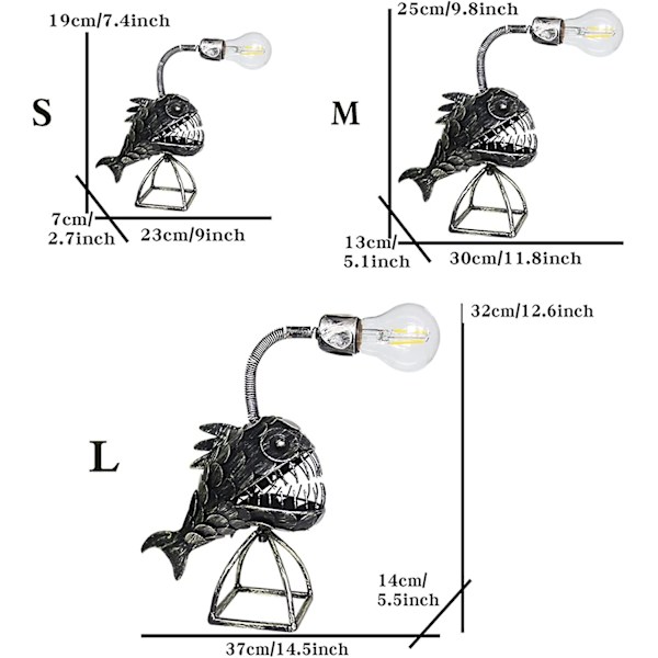 Kreativ Fiske Lampe, Fiskefisk Lampe Kunstlampe, Retro Jern Jern Hai Lampe, Usb Led Nattelys Fiske Lampe, L Lampe