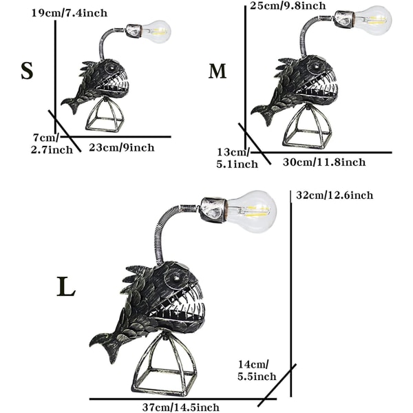 Kreativ Fiskerlampe, Fisker Fiske Lampe Kunstlampe, Retro Jern Jern Haj Lampe, Usb Led Natlampe Fiske Lampe, L Lampe