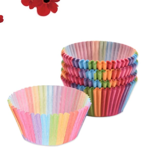 100 stk Mini Muffins Bageforme Bejlere Chokolade Chip Muffin Regnbue Bageforme Cupcake Papirindpakning