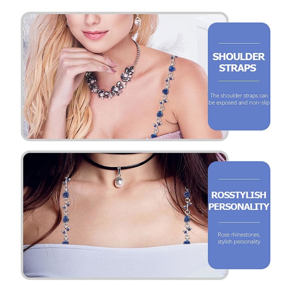 Glitter Bralette Usynlige BH-stropper Justerbare BH-stropper Klare BH-stropper Brasier-stropper BH-stropp Blue 42X2.2X0.7CM