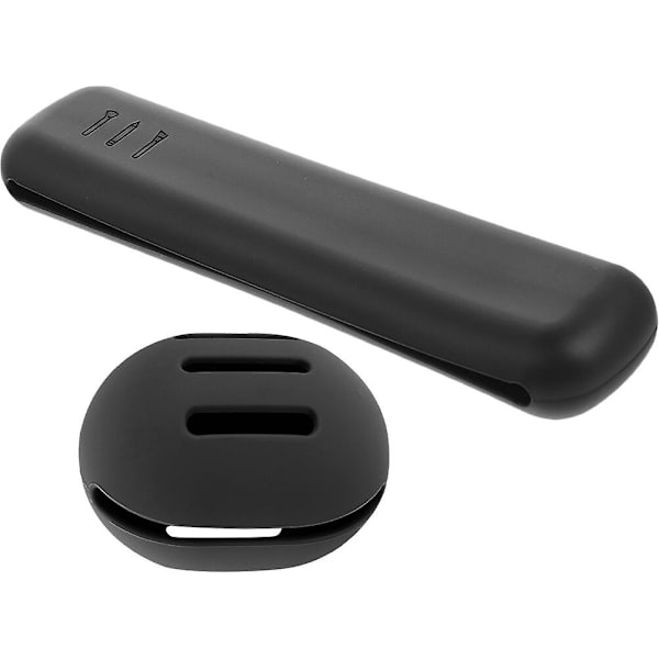 1 sett Silikon Sminkebørsteholder Bærbar Skjønnhet Eggboks Pudderpuffbeholder Svart 20X4.8CM Black 20X4.8CM