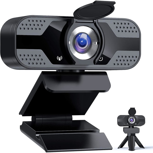1080p Full HD-webbkamera med mikrofon, USB -webbkamera med stativ, pc-webbkamera för stationär och bärbar dator, webbkamera för video, studie, videokonferens, R