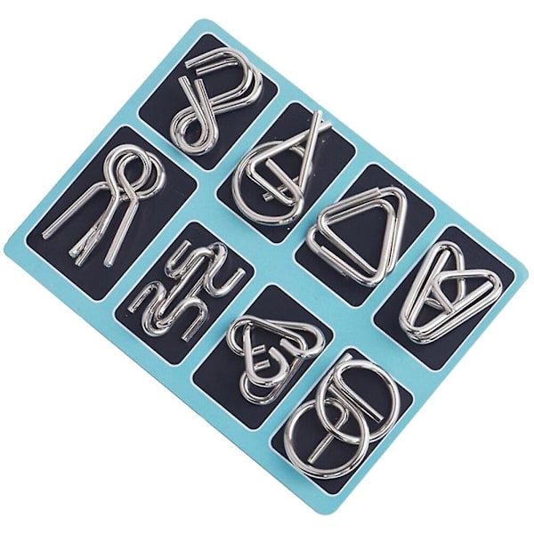 8 stk Barnas Puslespill Ringsett Barn Puslespill IQ Puslespillsett Hjernepuslespill Spenne Hjernepuslespill Metall Hjernepuslespill Ring Sølv Silver