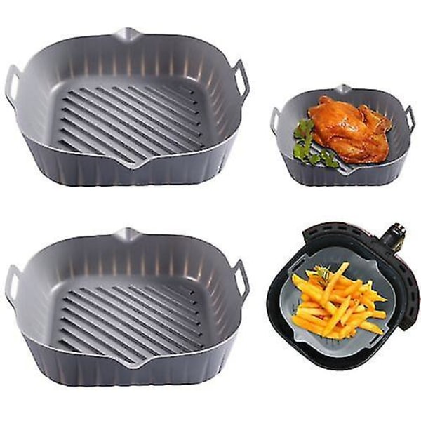 Air Fryer Silikon Pot Bagekurv Ovn Non Stick Genanvendelig.foringer.mikrobølgeovn Grå Gray