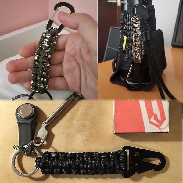 Vandreturs Spænde Camping Nøglering Krog Flettet Lanyard Paracord Udendørs Paraply 2stk-orange