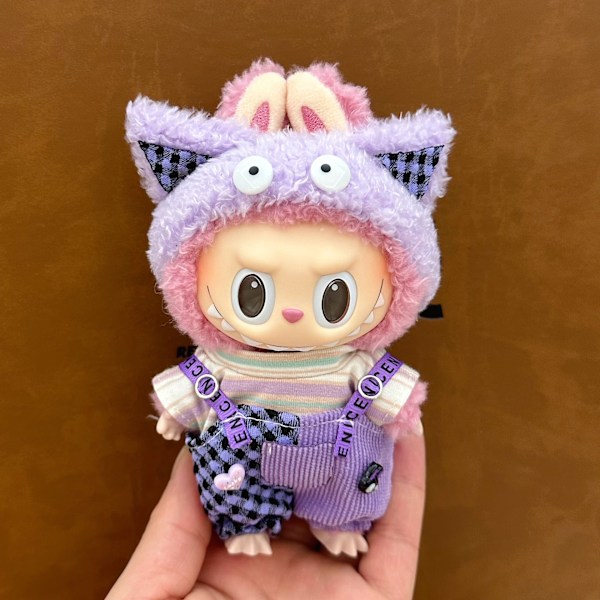 /RYI/ 17cm Blind Box Labubu Docka Klädset Utan Docka Söt Tröja Outfit Gåva Labubu Kläder Hänge Canvas Docka Väst Set Type I Just cloth without doll 17cm