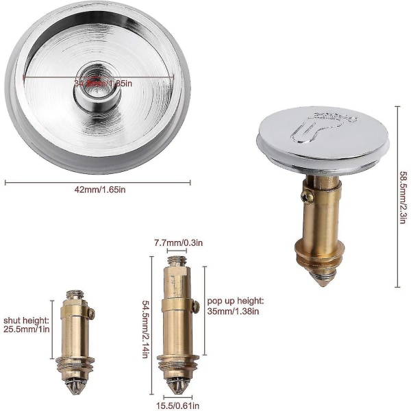 Popup-avlopp för badrum - avlopp för massagebadkar, jacuzzi, massiv förkromad mässing - 43 Mm
