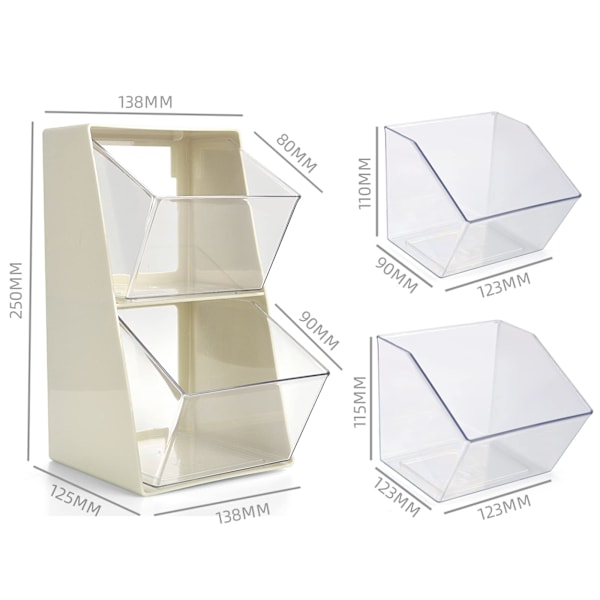 Akryl oppbevaringsbeholdere boks, skrivebords teposearrangør med 2 skuffer - Kaffepodholder for K-kopper, teposer, fløte