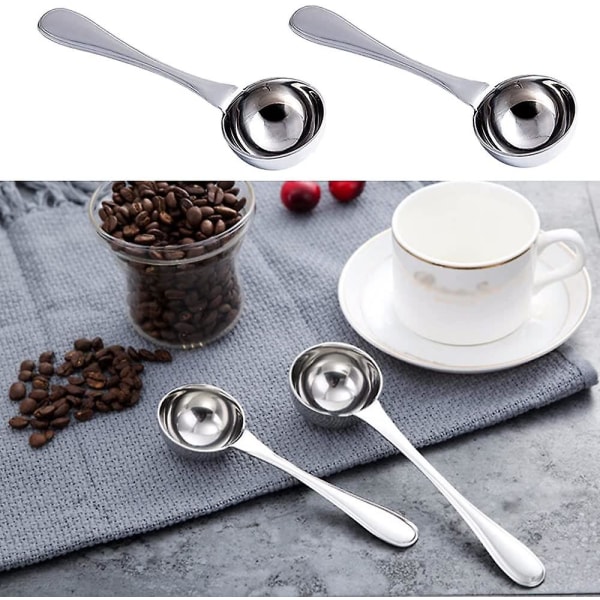 Kaffemått Sked Måttsked Socker Te Kaffe Krydda Måttskopa Rörsked För Kaffe, Löst Te, Socker Eller Mjöl (2st Silver)