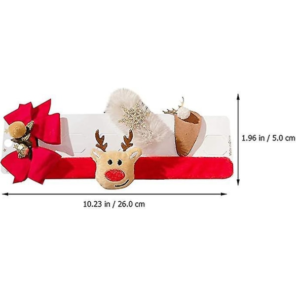 Julehårklemmer Plysj armbånd Søte plysj hårspenner til julefest Barn gaveposefyll (2 stk, rød)