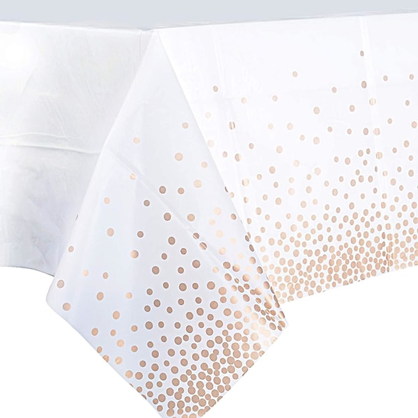 2 stk. Vandafvisende Polka Dot Dug 137x274cm Plastik Let Gennemsigtig Bryllup Fødselsdag Dåb Kommunion Rektangulær Dæksel Linned Spisebord Ta