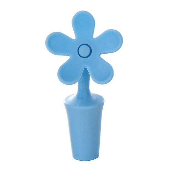 2 stk. Vinflaskeprop i Blomstform Genanvendelig Silikon Vinflaskeprop til Vin / Champagne / Drikkevarer / Øl (violet)Blå Blue