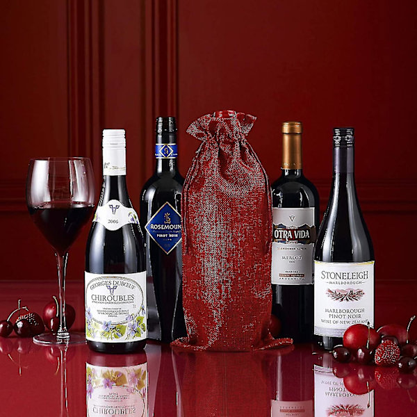 12 X Vinpåsar Röda Juteväskor Flaskväskor Tyggkassar Presentpåsar För Vinflaskor Champagneflaskor, 16 X 36 Cm