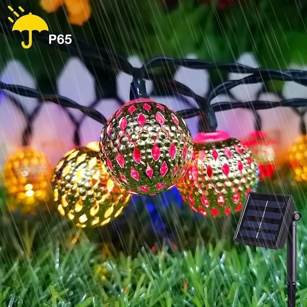 RYI) Marokkolaiset valonauhat, aurinkokennovalot ulkokäyttöön, 7M 50 LED, 8 Ad