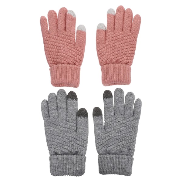 2 Par Dame Håndvarmere Vinter Handsker Strikket Håndvarmere Termiske Handsker Vævet Vinter Pink 21X9.5CM