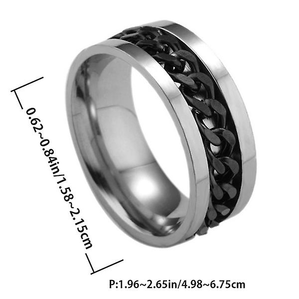 Enkel Ring Delikat Fingerring Smycke i Rostfritt Stål Kreativ Ring Trendig Fingerring för Man B Black 5.7X1.82cm