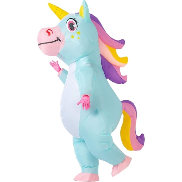 /Ryi/ Inflatable Unicorn Costume - Uppblåsbar helkroppsdräkt med enhörning - Lyxig Halloween-dräkt - Vuxenstorlek (blå)