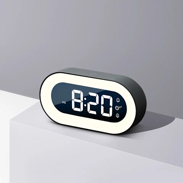 Musta Älykäs Yövalo Digitaalinen Herätyskello Sisätilan Lämpötilan Näytöllä, Pöytäkello (Valkoinen)