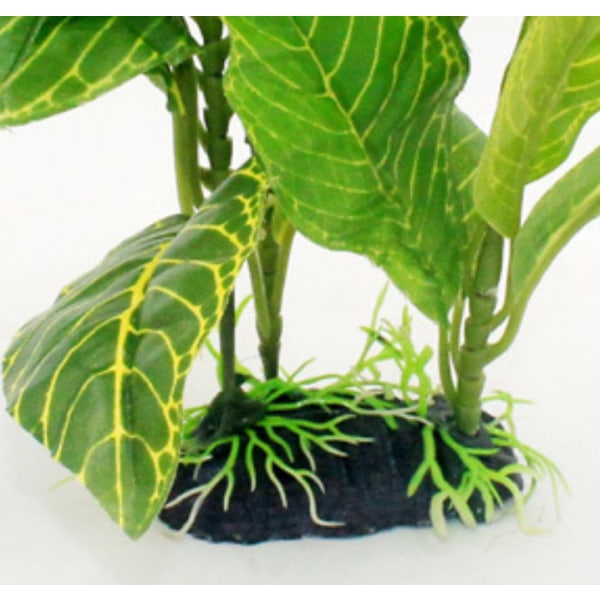Kunstig akvatisk grøn plast dekorativ akvarium Lotus bladplante bølgegræs, 24 cm