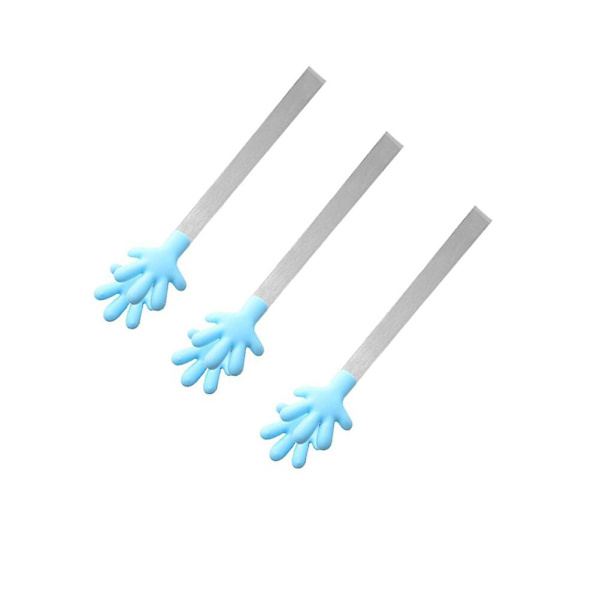 5-pack Palmformade Matklämmor Rostfritt Stål Silikon Brödtång Brödklämma Grilltång Köksredskap För Kött Biff Skaldjur Blå 13,1X2,5CM Blue 13.1X2.5CM