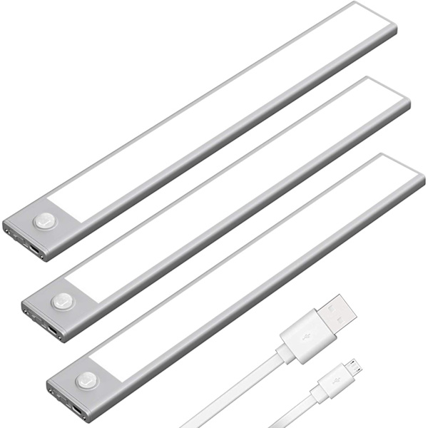 Bevægelsessensor LED Under Skab Belysning Trådløs Skabslys Genopladelig, Skabslys LED Batteridrevet til Køkken, Skab
