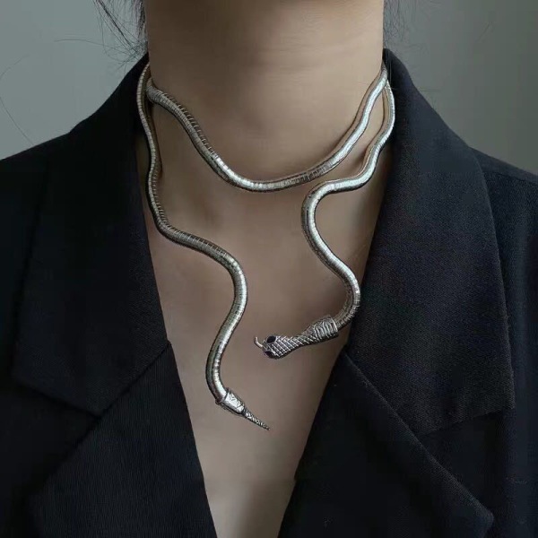 Kreativ Frihed Slange Halskæde, Punk Slider Slange Halskæde Choker, Bøjbar Slange Halskæde, Multifunktionel Justerbar Bøjbar Halskæde med Slange Twist