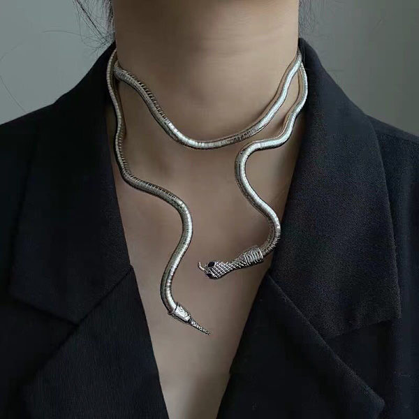 Luovuuden vapaus käärmeen kaulakoru, Punk-liukusäädin käärmeen kaulakoru choker, taivutettava käärmeen kaulakoru, monikäyttöinen säädettävä taivutettava kaulakoru käärmeen kierteellä
