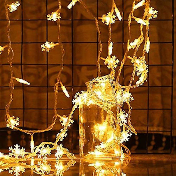 Snöflinga-Ljusslingor, 40 LED Batteridrivna Ljusslingor, Dekoration för Inomhusbelysning Utomhus, Sovrum, Bröllop, Födelsedag, Alla hjärtans dag