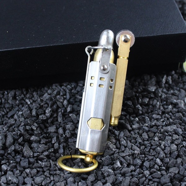 Vintage Trench Lighter Kerosene Kobber Lighter, Vindtett Lighter for Menn Far Mann, Retro Vintage Kerosene Lighter (Sølvfarget)