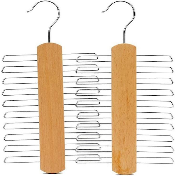 30 cm Pitkä Puinen Solmioteline 20 Koukulla Huiveille, Solmioille Ja Vyöille, Tilaa Säästävä Kotivarastointiin