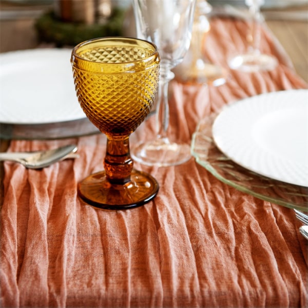 Bordslöpare i vinröd chiffong för alla hjärtans dag, 180*90 cm Chiffong bordslöpare för bröllop - orange färg