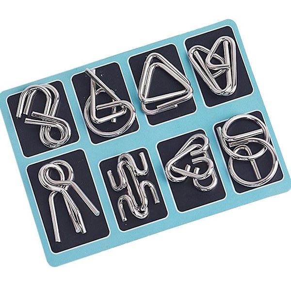 8 stk Barnas Puslespill Ringsett Barn Puslespill IQ Puslespillsett Hjernepuslespill Spenne Hjernepuslespill Metall Hjernepuslespill Ring Sølv Silver