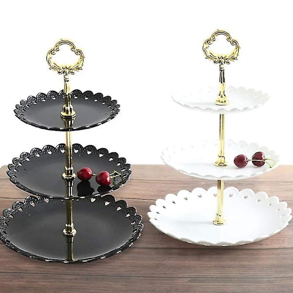 3-lags Plast Cupcake Stativ Dessert Godteri Display Tårn, Lagdelt Serveringsbrett Kompatibel Med Fester Barn Fødselsdag