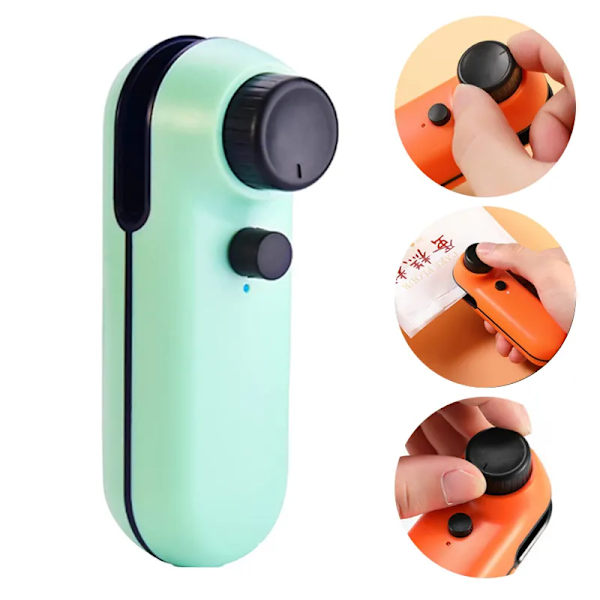 Mini Poseforsegler, Opgraderet USB Genopladelig Varmeforsegler, 2 i 1 Varmeforsegler til Snacks & Cutter Bærbar Chipposeforsegler