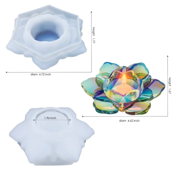 2 st Lotus Tealight Ljusstake Resin Formar, Blomma Ljusstake Epoxi Gjutning Silikonformar för DIY Smyckeskrin, Prydnadsföremål