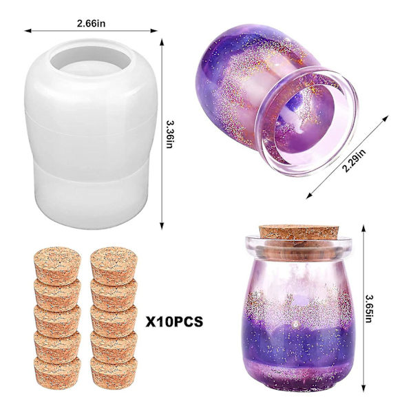Harpiks Silikonkrukkeform Med Korklåg, Opbevaringskrukke Harpiksforme Kompatibel Med DIY Epoxy Støbning Håndværk, Opbevaring