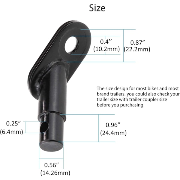 Cykeltrailer Hitch Connecto Kobling Cykeladapter til børnetrailere, kæledyrscykeltrailere, sort adapter
