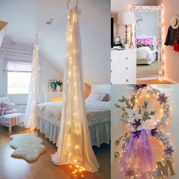 20m 200 LED Lyslenke Innendørs og Utendørs Julelys 8 Moduser Vanntette LED Lyslenker for Jul Bryllup Fest Soverom Dekor, Grønn Tråd