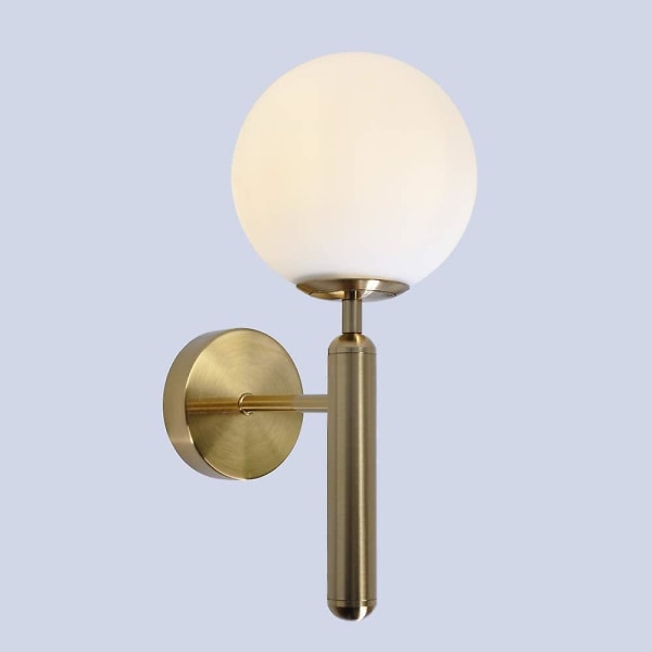 Nordisk mjölkvit glaskula vägglampa Modern guldmetall vägglampa med vitt ljus E14 LED-lampa Hall Matrum Dekorativ vägglampa (utan