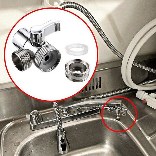 Omskifterventil, legeret brusehane 2-vejs omskifterventil, premium legeret bruseafledningsventil til køkken- eller badeværelsesvask (1 stk, sølv)